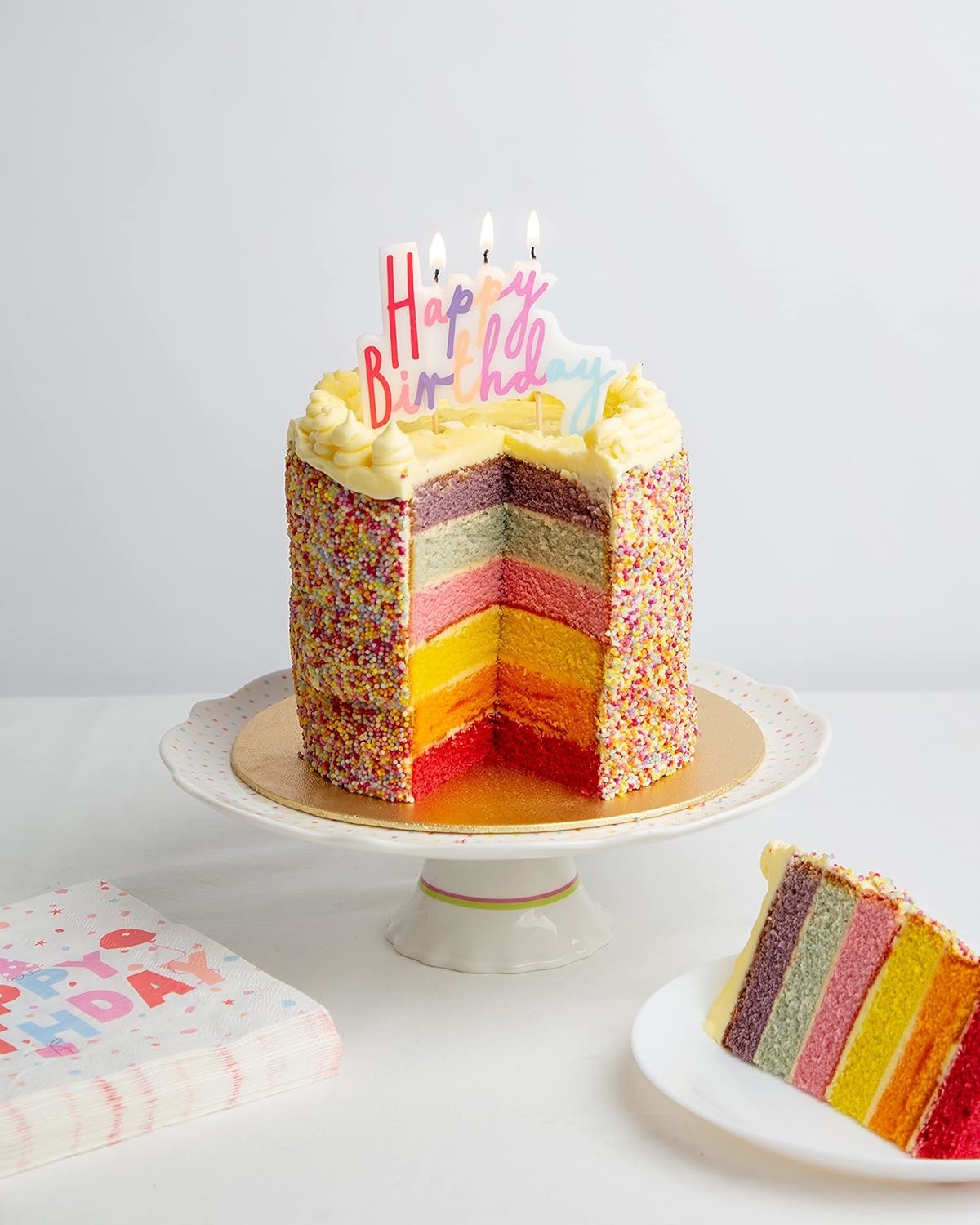 Happy Birthday Candles Cake Topper | Pastel Party Decorations For Girls Party, Kids, Adults, 8cm X 10cm