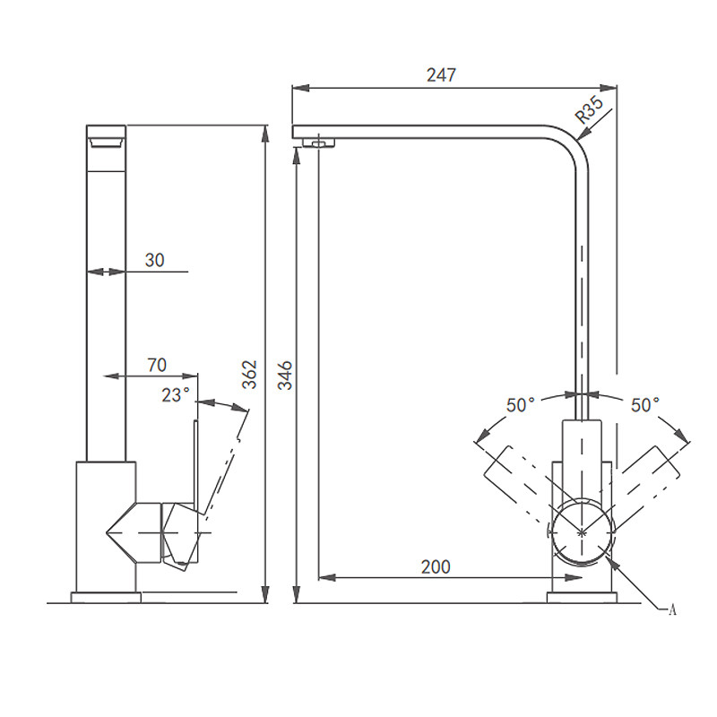 Brushed Sus304 Kitchen Faucet Tap ARROW AG4521SS Sanitary Ware