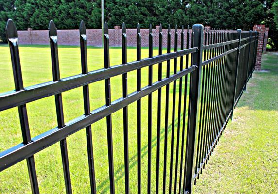 Decorative Spear Top Security Zinc Steel Fencing , Metal Three Rails