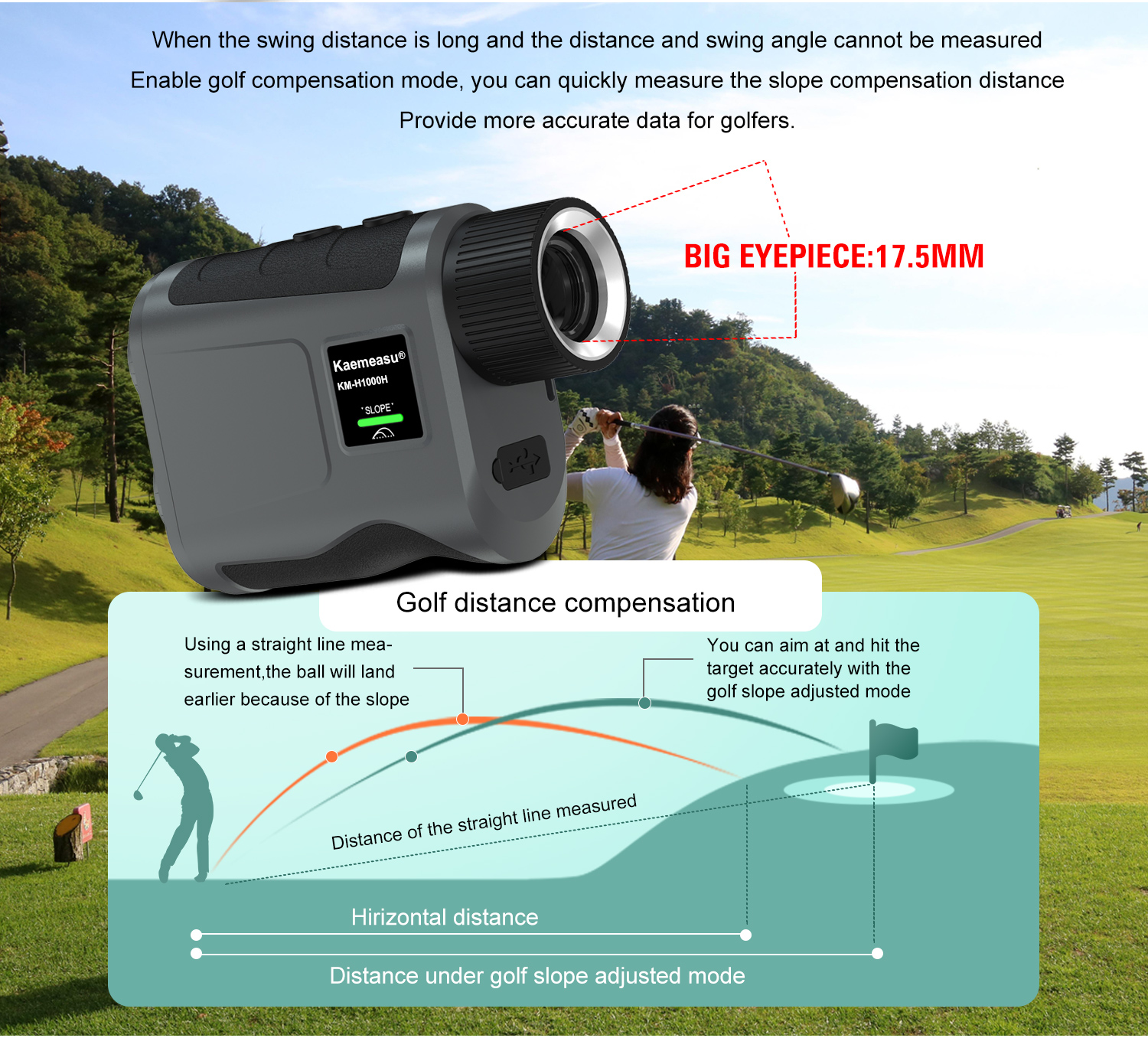 ODM Customized Support 1500m Golf Rangefinder with Slope Function and Binoculars