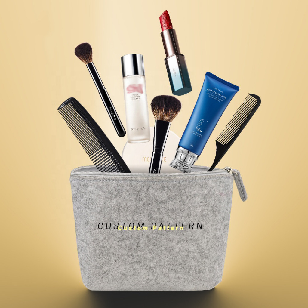 Custom Sublimation Bag Blanks Felt Makeup Bag Sublimation Blank For Photo Printing