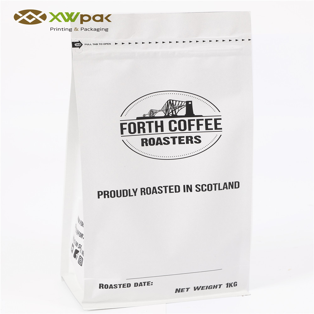 Food Grade Empty Tea Bags / Stand Up Self Seal Flat Bottom Coffee Bags