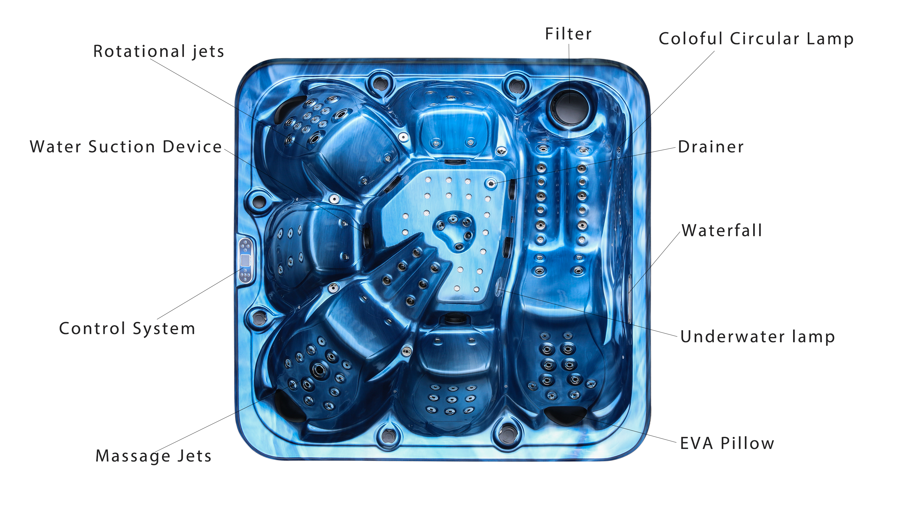 Luxury High End Massage Whirlpool Hot Tub 124 Jets For Jacuzzi