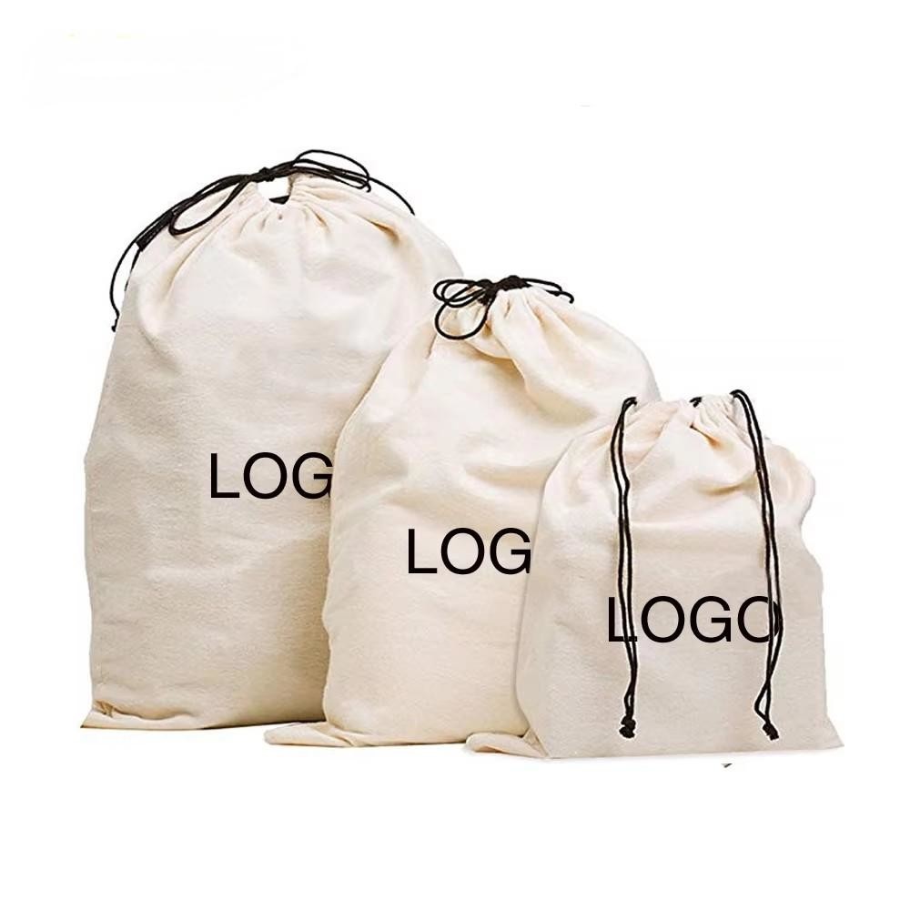 Promotional Organic Canvas Brush Cotton Drawstring Dust Bag Bulk Customized