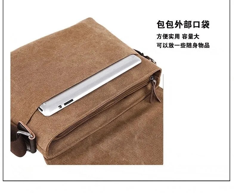 Custom Business Men's Crossbody Shoulder Washable Canvas Messenger Bag For Men