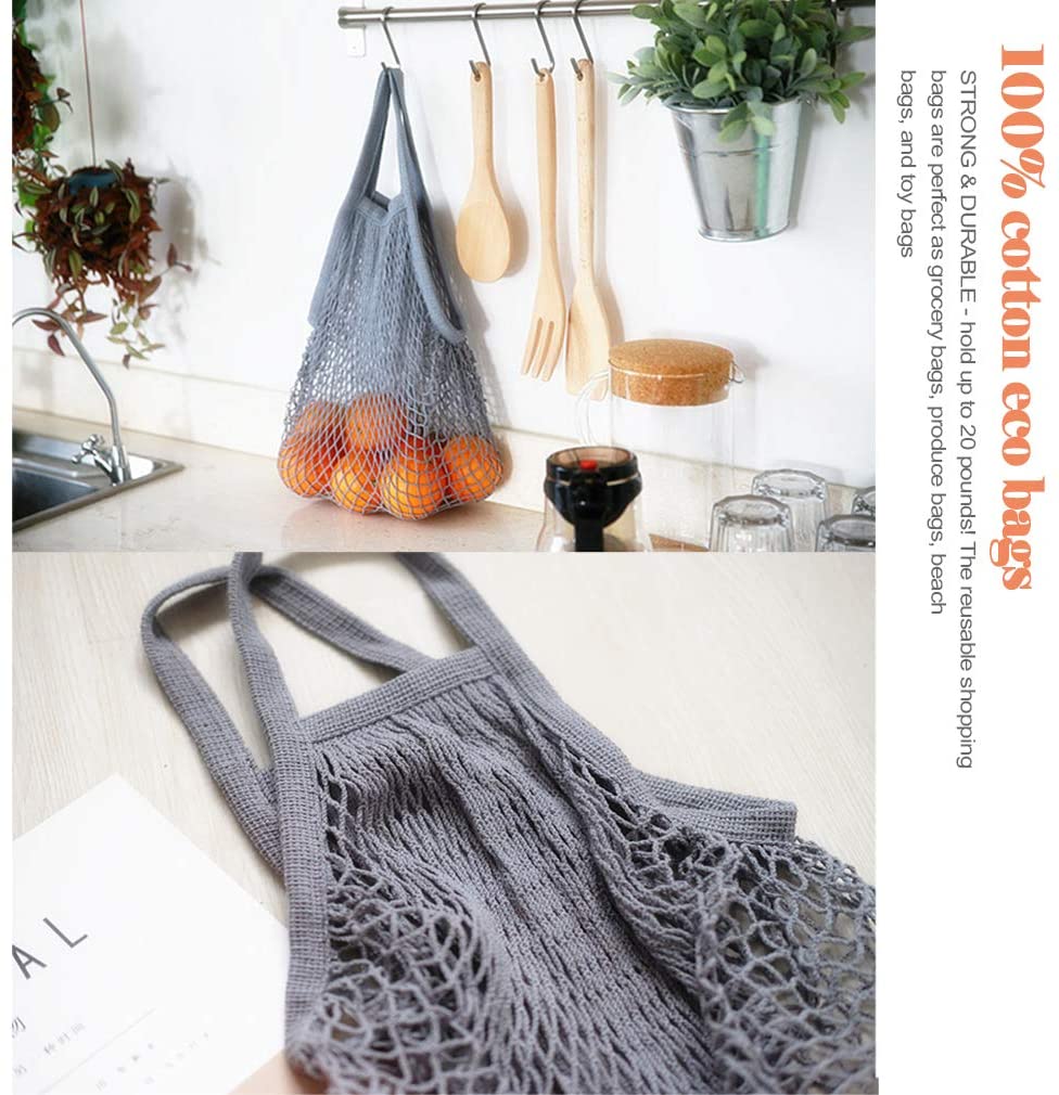 Net Cotton String Shopping Bag Reusable Mesh Market Tote Organizer Portable For Grocery Storage Beach Toys Fruit Vegetable