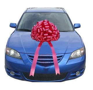 15“ large size wedding Pom Pom bow in thick PP or PET materials for decoration on a car