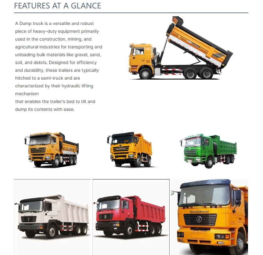 USED SHACMAN 6*4/8*4 Dump Truck Semi Trailer Engineered For Efficient Transport Of Bulk Materials And Waste In Africa
