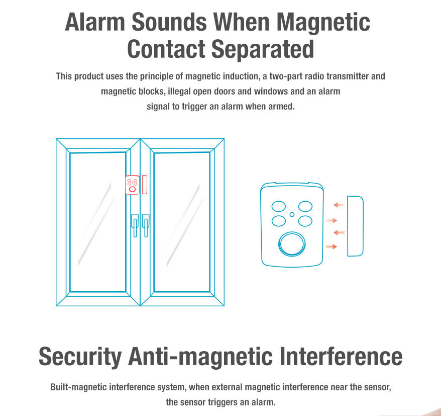 120dB Door Window Magnet Vibration Mini Alarm with Programmable Security Code CX306V