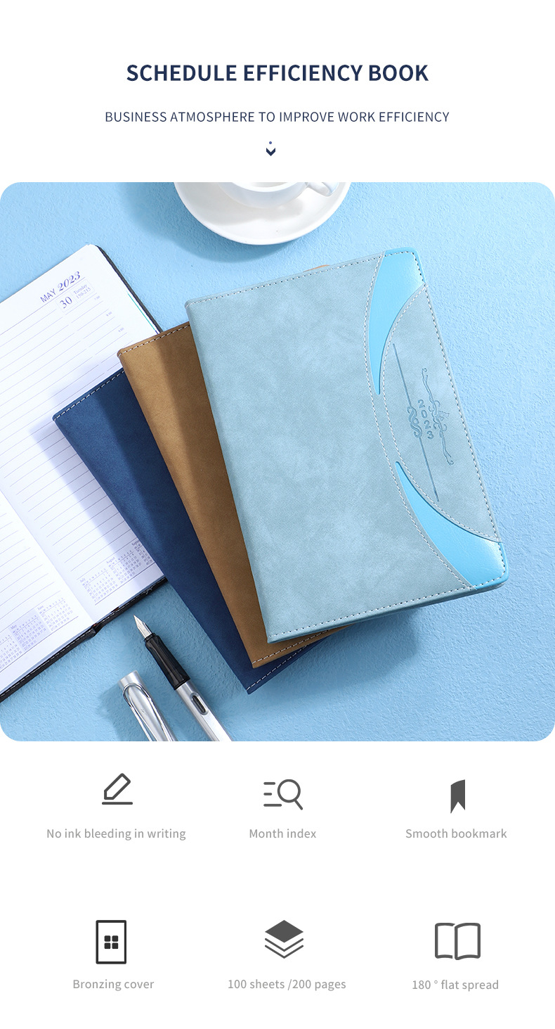 100 Sheets Inner Pages A5 Diary Leather Journal Hardcover Planner Printed Notebook