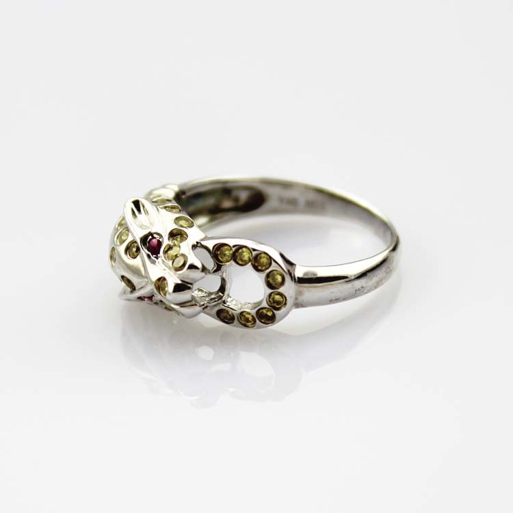 Designer Jewelry Pave Cubic Zircon 925 Silver Leopard Ring(R210)