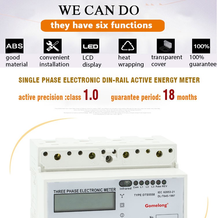 DTS5558 3 phase 4 wire 35mm standard din rail mount hour meter