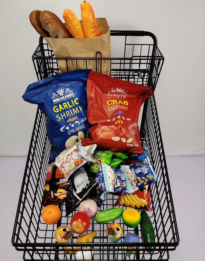 Customized 100L Large Basket Supermarket Shopping Trolley With Handle Small Basket