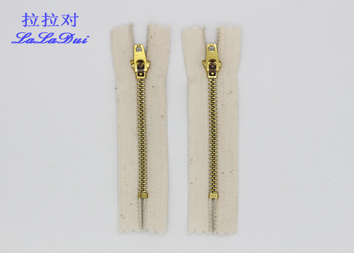 Pants White Heavy Duty Brass Zippers , Customized 6 Inch Separating Zipper