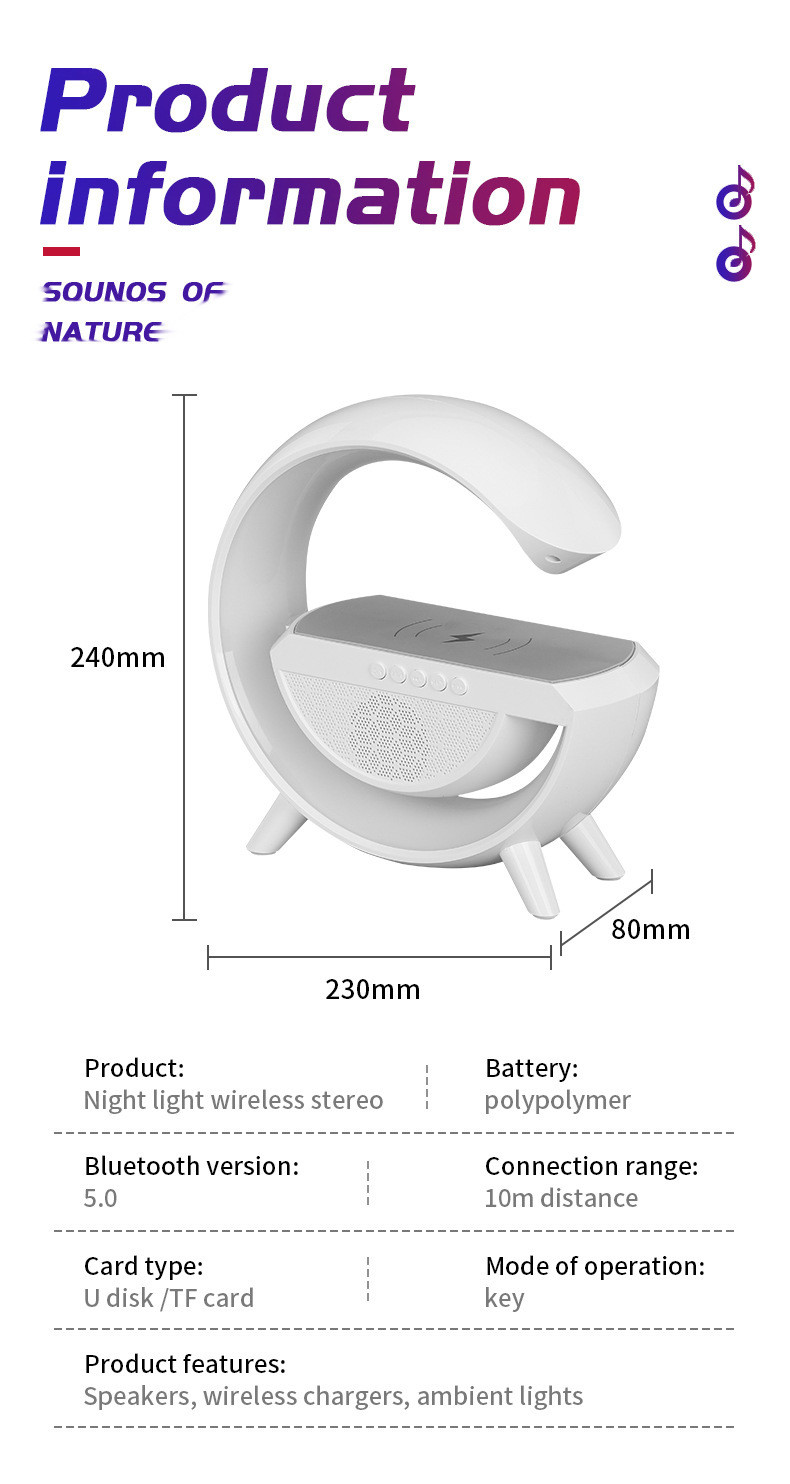 8 Hours Wireless Bluetooth Speaker 235*80*238MM With Rechargeable Battery