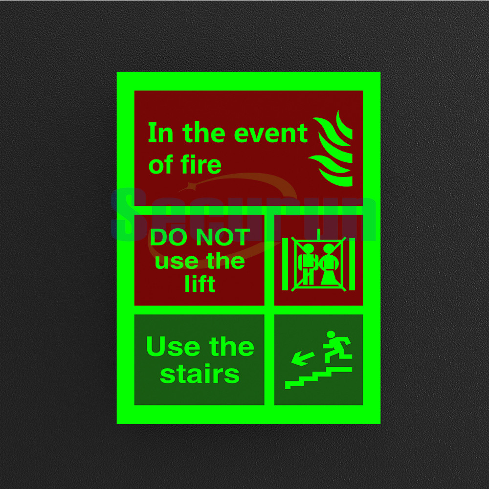 Rectangle Photoluminescent Fire Fighting Safety Signs For School House Hospital