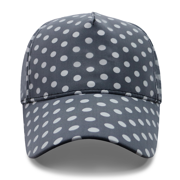Curved Brim Baseball Cap / Youth Fitted Baseball Hats With Plain Black White Dot Printed