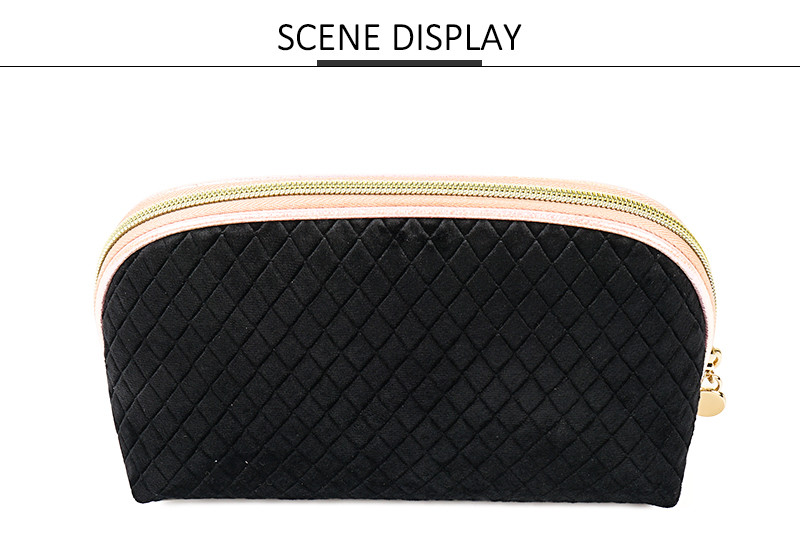 Flocking Zipper Velvet Storage Bag For Beautician