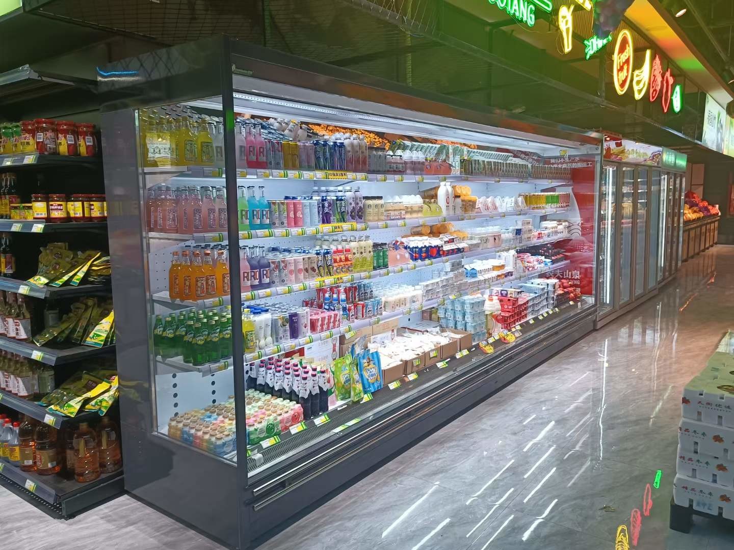 Multideck Open Chiller Refrigerated Shelves Multideck Cabinets With Curtain