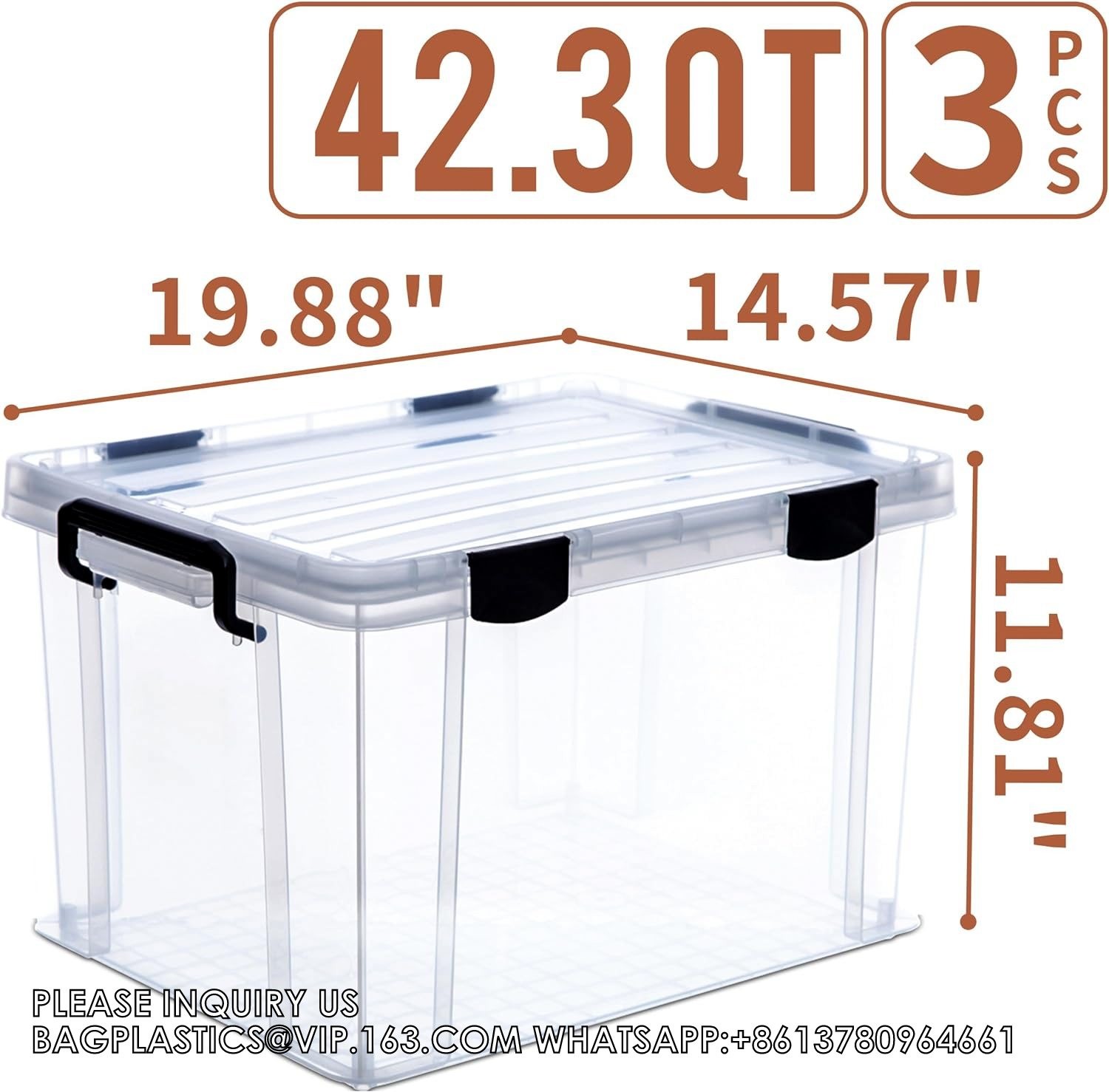 Airtight Plastic Storage Bins With Gasket Seal Lids And 6 Secure Latching Buckles Stackable Storage Containers