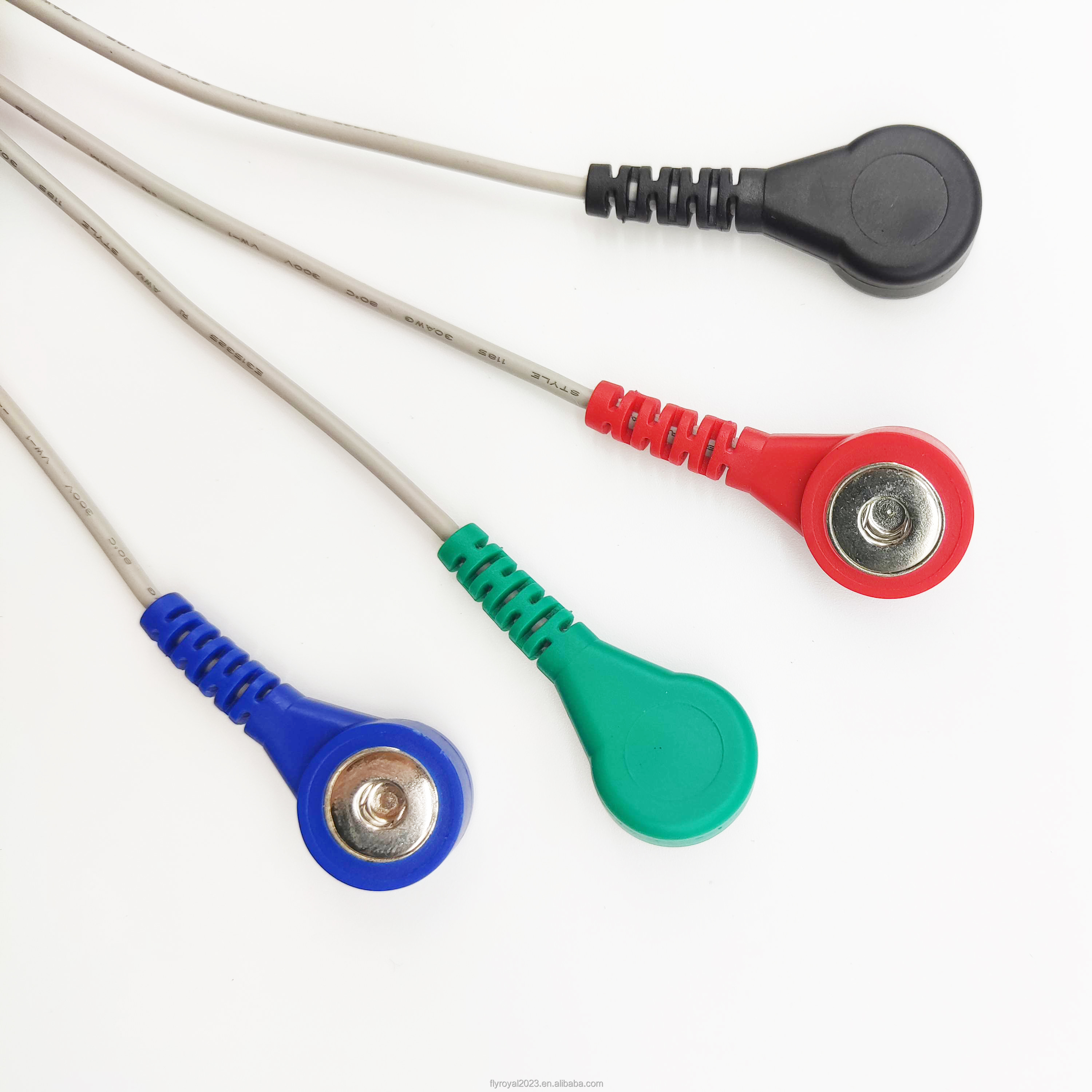 ECG Cables 4 Lead 4.0mm ECG Snap To 6P DIN Plug Medical Cable Assembly