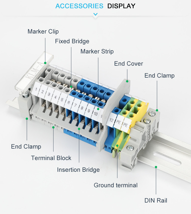 JUK 1.5N Power Terminal Block , Power Distribution Terminal Block DIN Mount Type