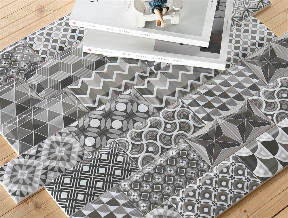 Gray 75x152mm ISO 9001 Indoor Wall Bread Tiles For Kitchen and Bathroom