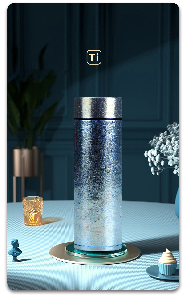 Top Grade Double-layer Vacuum Ti Water Bottle Sterilization Anti-oxidation Handmade Titanium Warm Keeping Pot