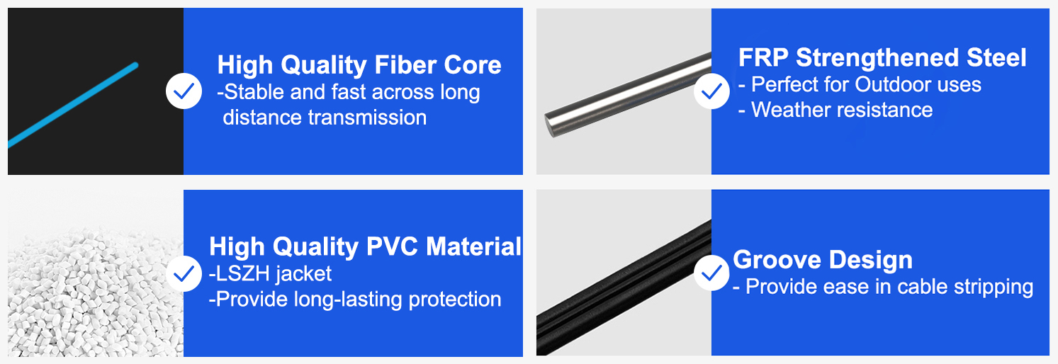 G657A1 Self Supporting Aerial Cable , FTTH LSZH Fiber Optic Cable