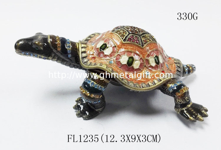 Classical turtle metal jewelry box diamond jewelry box ring box painted dressing table decorations