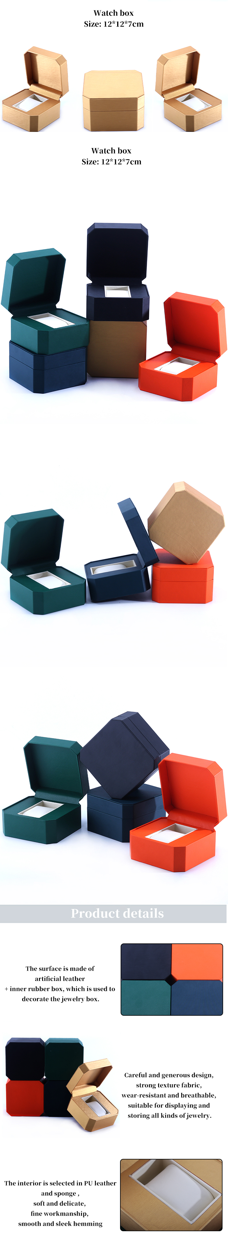Octagonal Sleek Luxury Leather Watch Box With Soft Velvet Lining For Gift