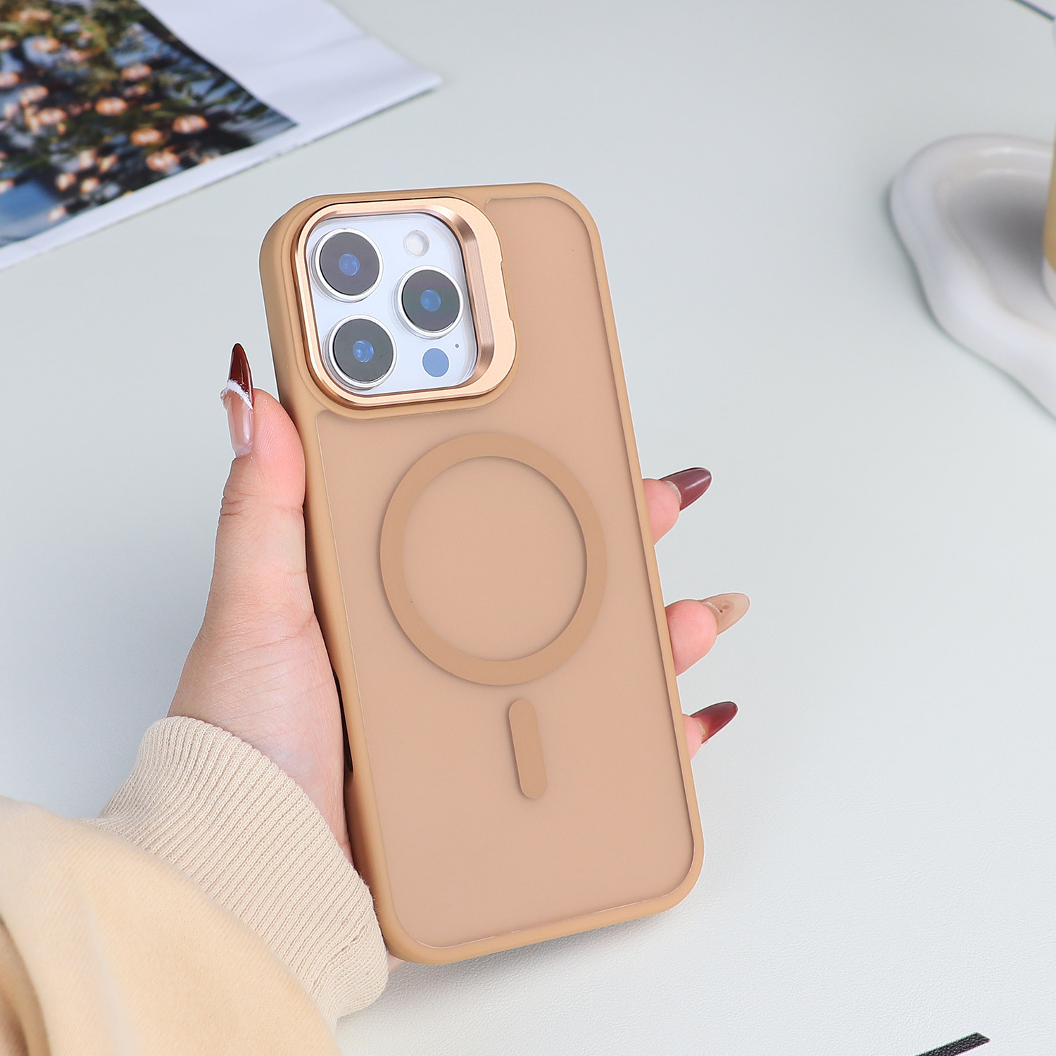 Metal Camera Stand Magsafe Phone Case 12FT Shockpoof For IPhone 15 16 Pro Max