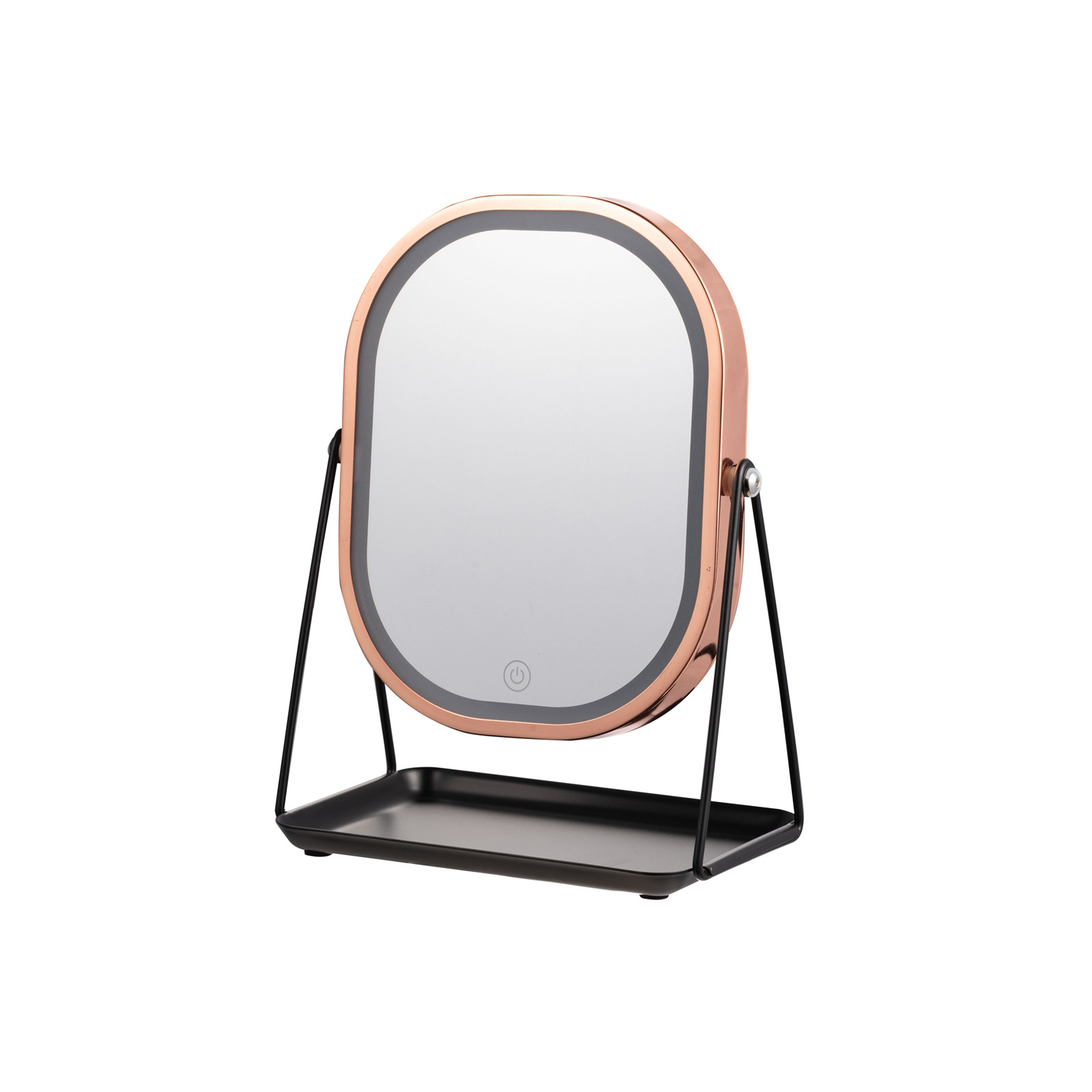 simple led light countertop Makeup Mirror with jewelry tray