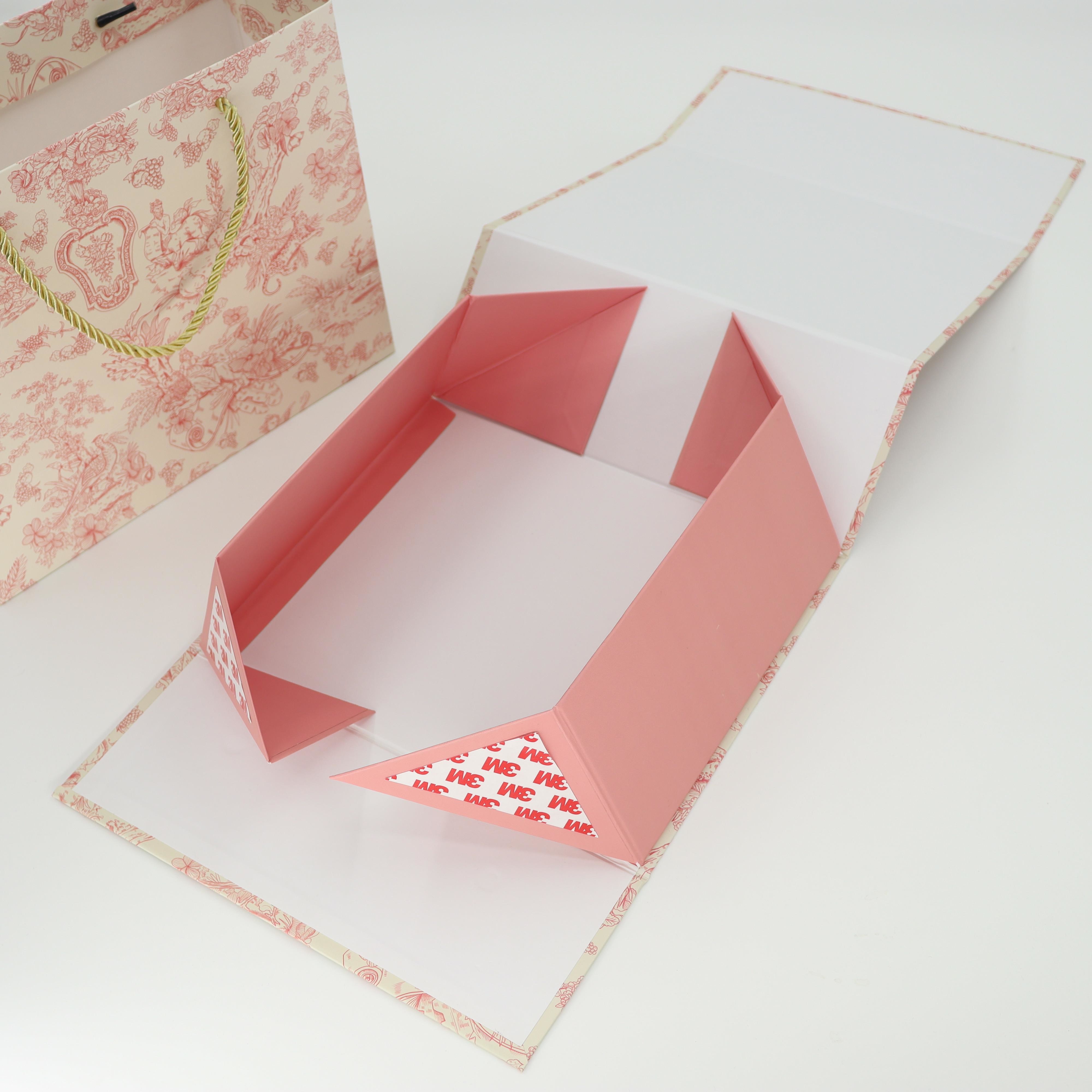 Custom pink cosmetic packaging foldable gift boxes Cardboard Magnet Folding Boxes with printed packaging gift bags