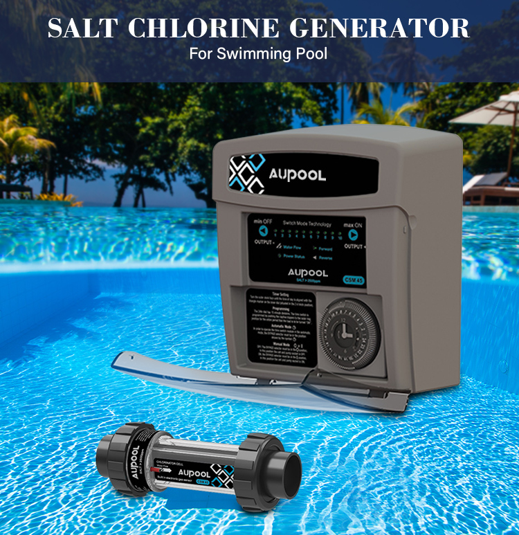 15-45g Chlorine Output Salt Chlorine Generator AUPOOL 2 In 1 For Public Swimming Pool