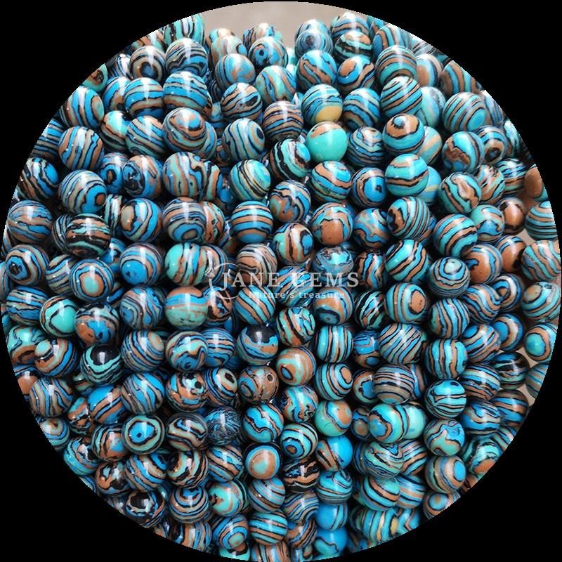 Synthetic Malachite Beads Strand Perfect for Round Cut Bracelets in Various Colors