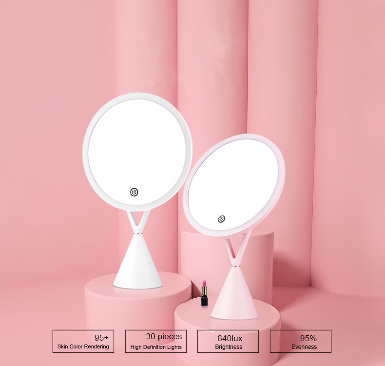 Handheld Dia. 18.5cm 4W 840 Lux LED Magnifying Mirror
