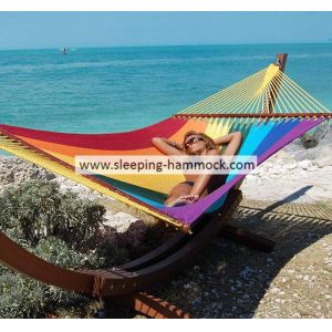Patio Rainbow Caribbean Style Hammock , Soft Spun Polyester Caribbean Rope