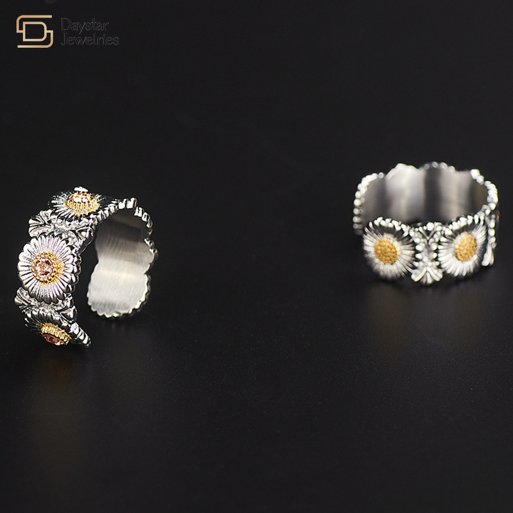Daisy Stainless Steel Hip Hop Jewelry Chrysanthemum Flower Ring GD