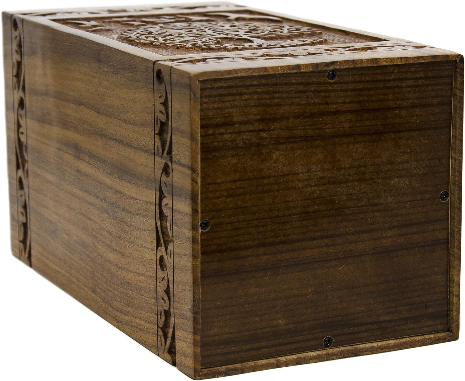 Handmade Rosewood Urn For Human Ashes | Tree Of Life Wooden Urns Hand-Crafted - Funeral Cremation Urn For Ashes