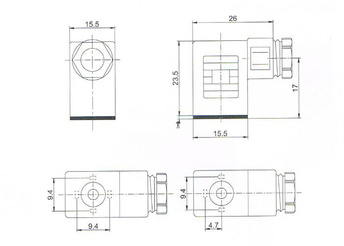 9.4mm Distance Solenoid Valve Connector , Stable Solenoid Plug Connectors