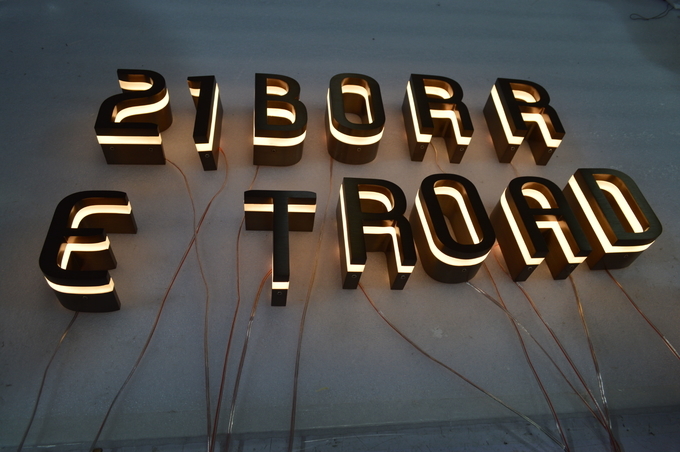 Aurora Acrylic Side Lit Channel Letters Electroplated / polished