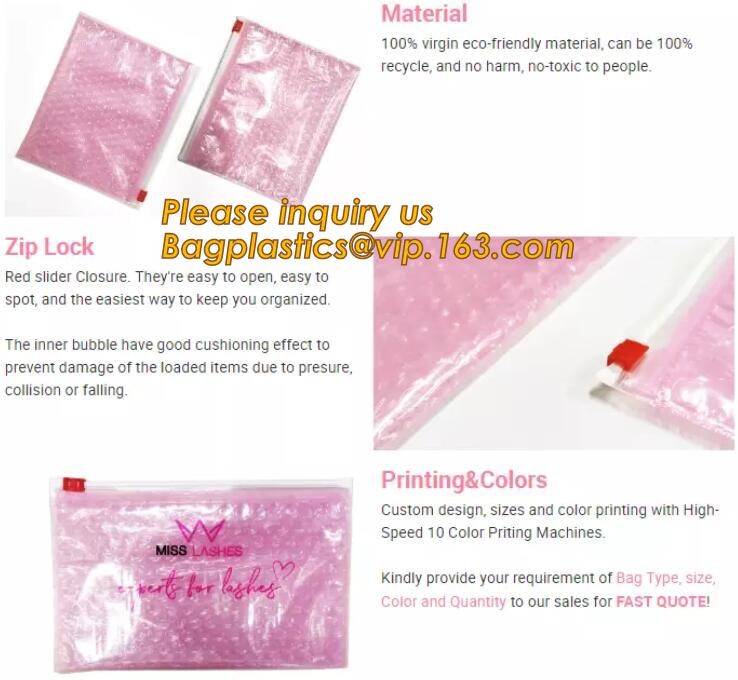 Cosmetic Slider Zip lockkk Bubble Bags Bubble Slide Pouch,Zip lockkk esd bubble bag bubble packaging wrap cosmetic pouch slide