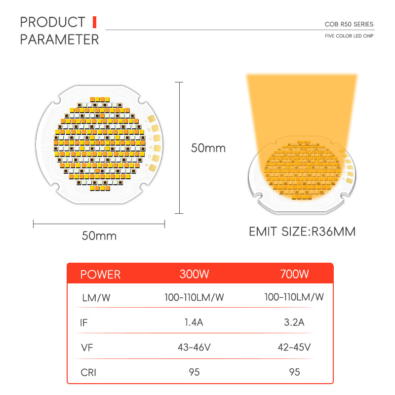 Dual Cct Led Chip 3538 3545 3856 4050 7870 R50 High Power Bicolor Cob Led 180W 250W 300W 350W 500W 700W 800W