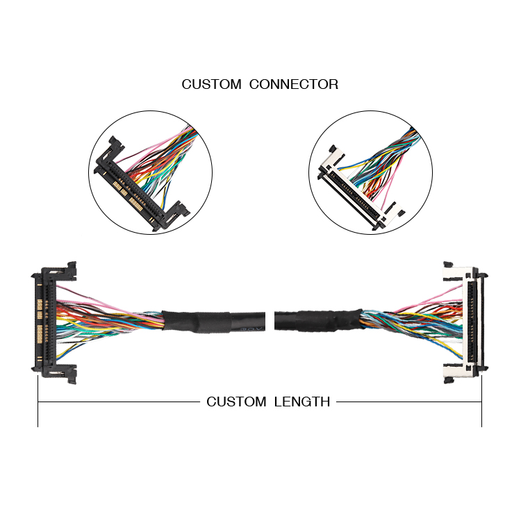 0.5mm LVDS EDP Cable 51 Pin JAE FI-RE51HL With UL94V-0 Housing Pin-out customizable