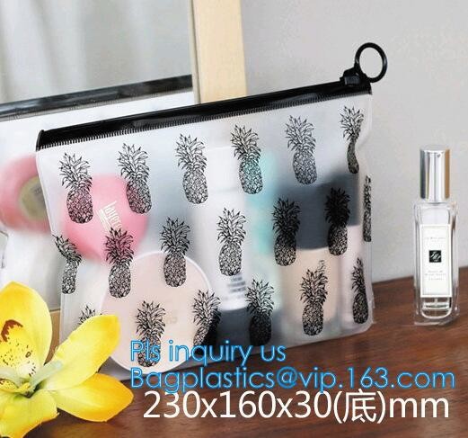 PVC transprent slider bag for packing underwear, Frosted Zip lockkk bag EVA PVC hanger bag for clothes, EVA frost drawstrin