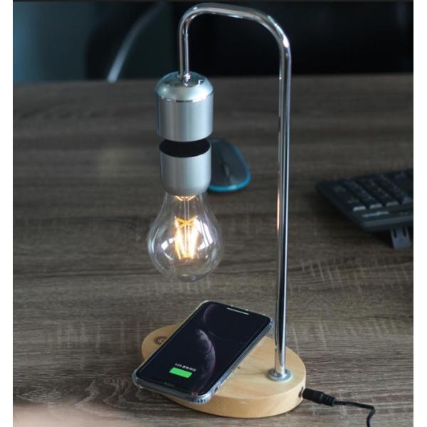 Magnetic Levitating Floating Wireless LED Light Bulb with Wireless Charger for Desk Lamp Home Room Office Decor Unique G