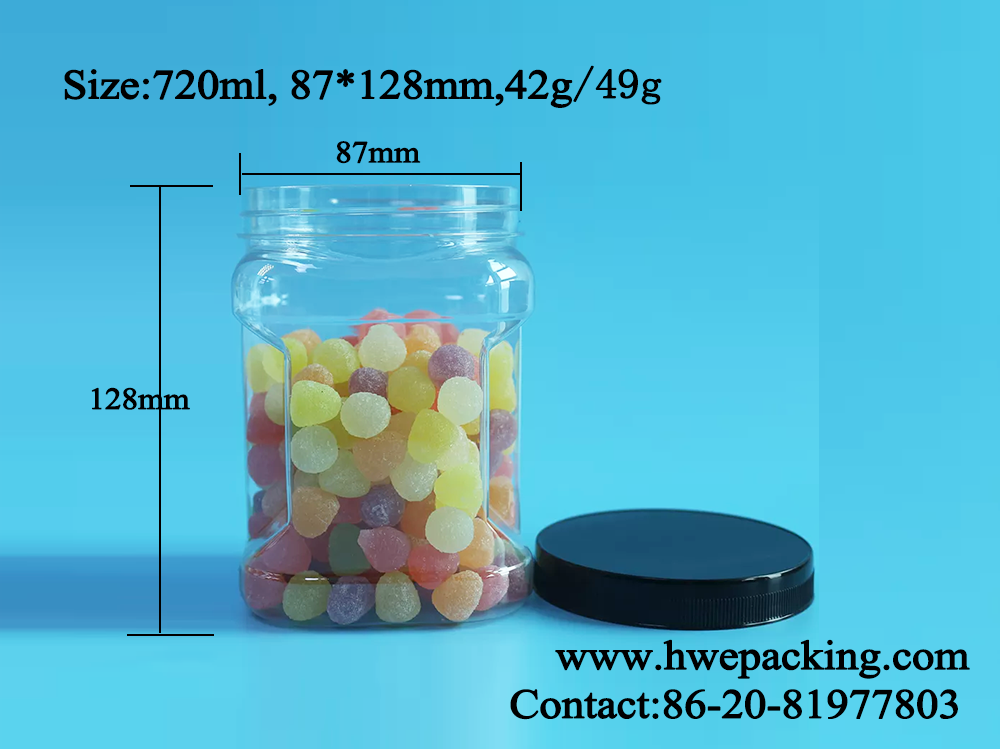 720ml 24oz Home Storage Square Plastic Jar Bpa Free Transparent