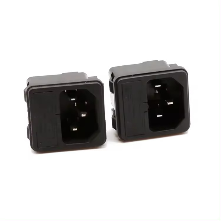 HC-99-F2 1PC Receptacle Connector 3 PIN C14 Male AC Power Inlet Socket With Fuse Holder 250V 10A Fuse Holder Male Plug