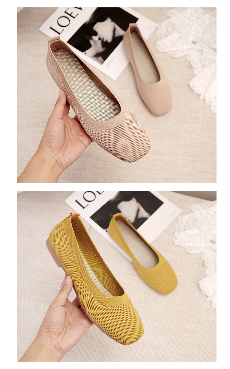 Knitted Round Head Flat Bottomed Daily All Match Women'S Loafers Lady Flats Shoes